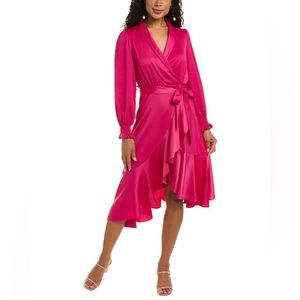 TAYLOR SURPLICE RUFFLE MIDI DRESS